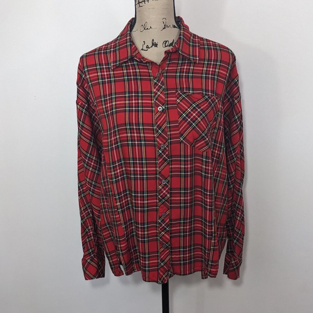 Vineyard Vines Women's Red Plaid Weekend Button Down Christmas Shirt Oversized 8